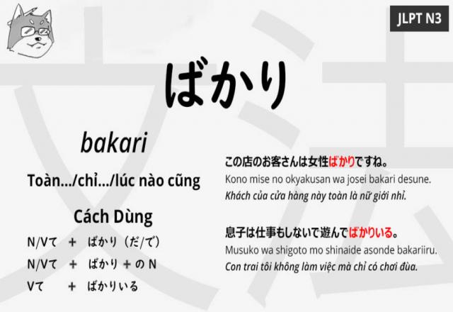 Cách sử dụng ngữ pháp tiếng Nhật ばかり(bakari)